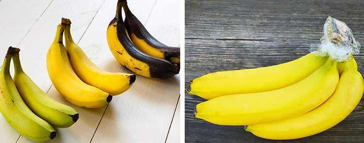 Enveloppez la tige de la banane dans du film alimentaire