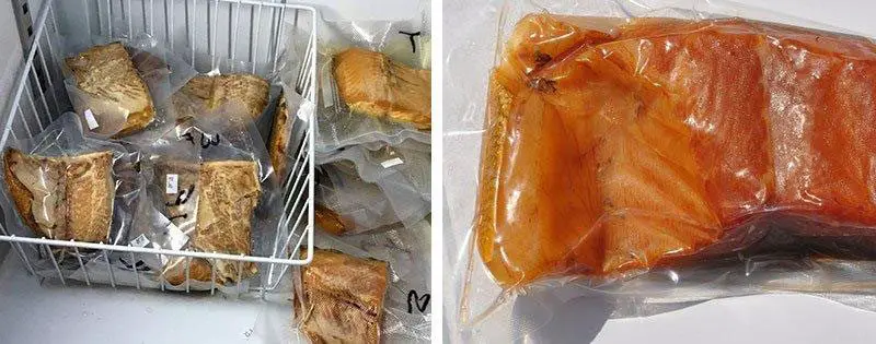 Conservation au réfrigérateur du poisson fumé emballé sous vide